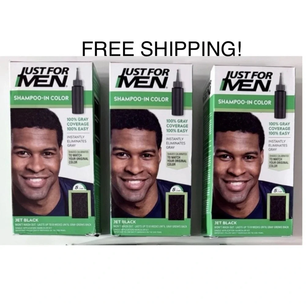 Lot Of 3 Just For Men H-60 JET BLACK Hair color Shampoo In - New In Box
